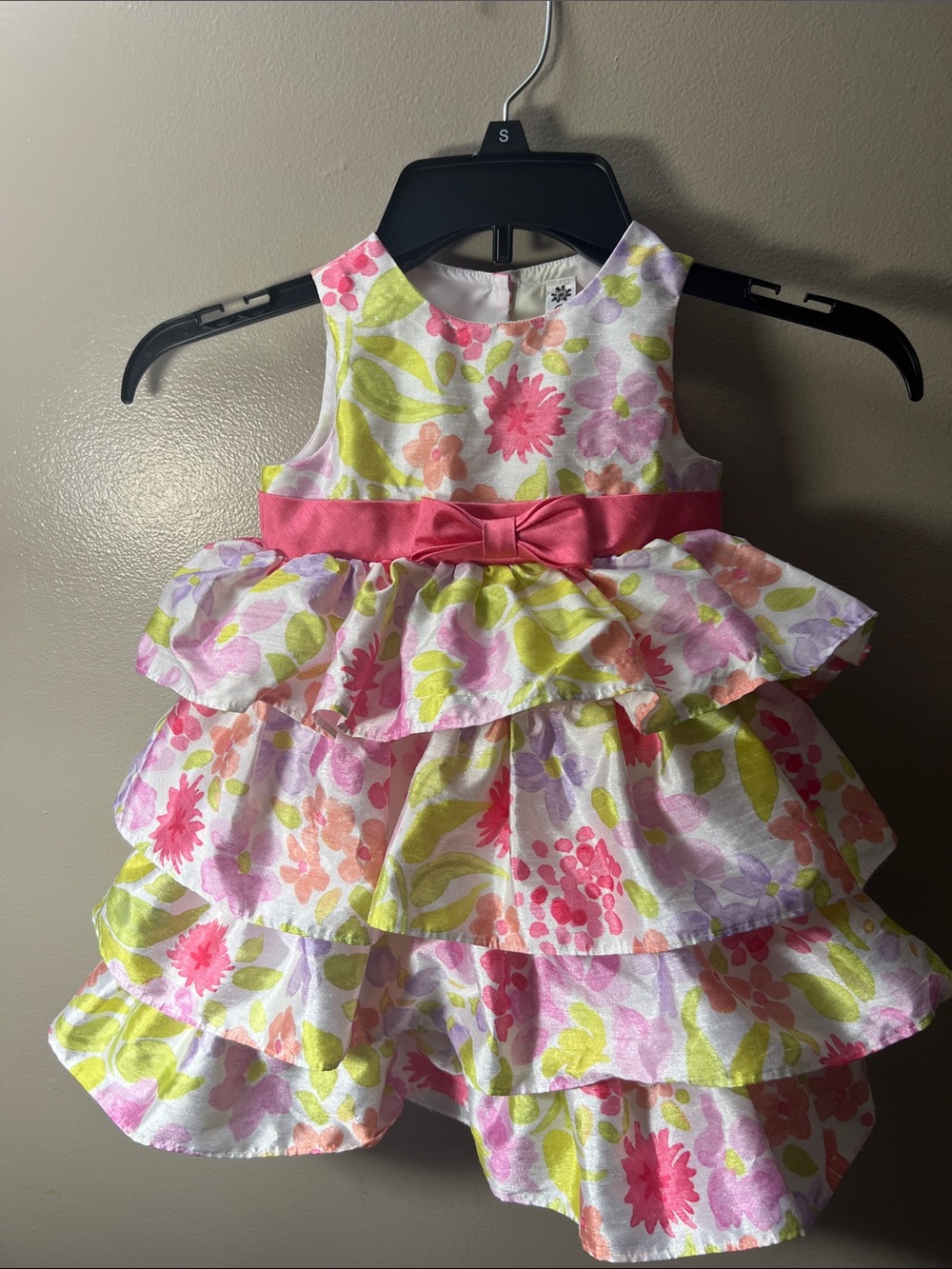 Cherokee Floral Tiered Dress with Pink Sash